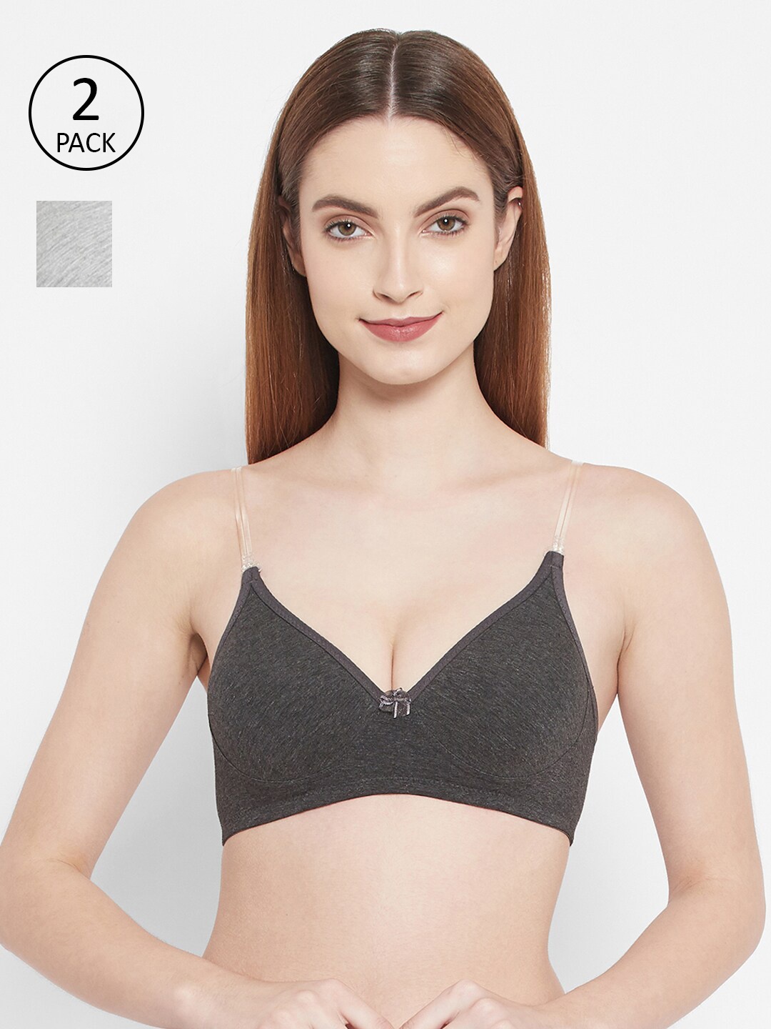 

Floret Charcoal & Grey Set Of 2 Non Wired Lightly Padded Bra