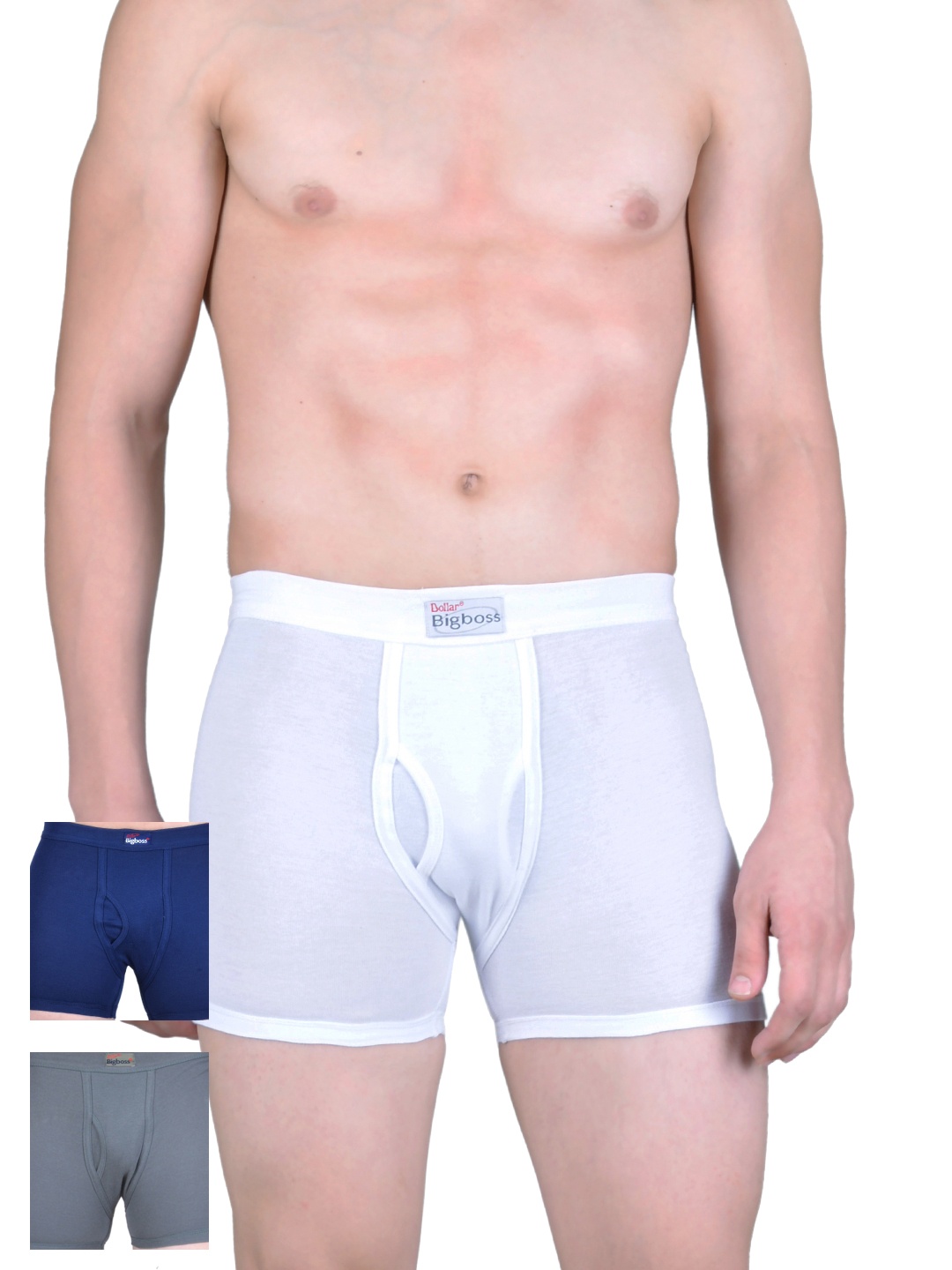 

Dollar Bigboss Men Solid Pack of 3 Spandex Integrated Cotton Trunks MDBR-06, White