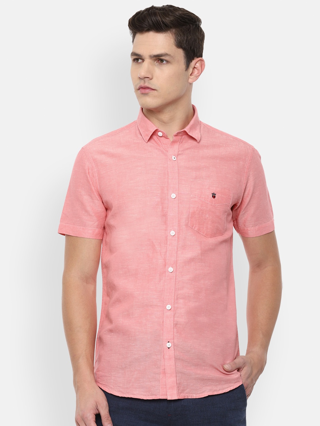 

Louis Philippe Sport Men Pink Slim Fit Casual Linen Shirt