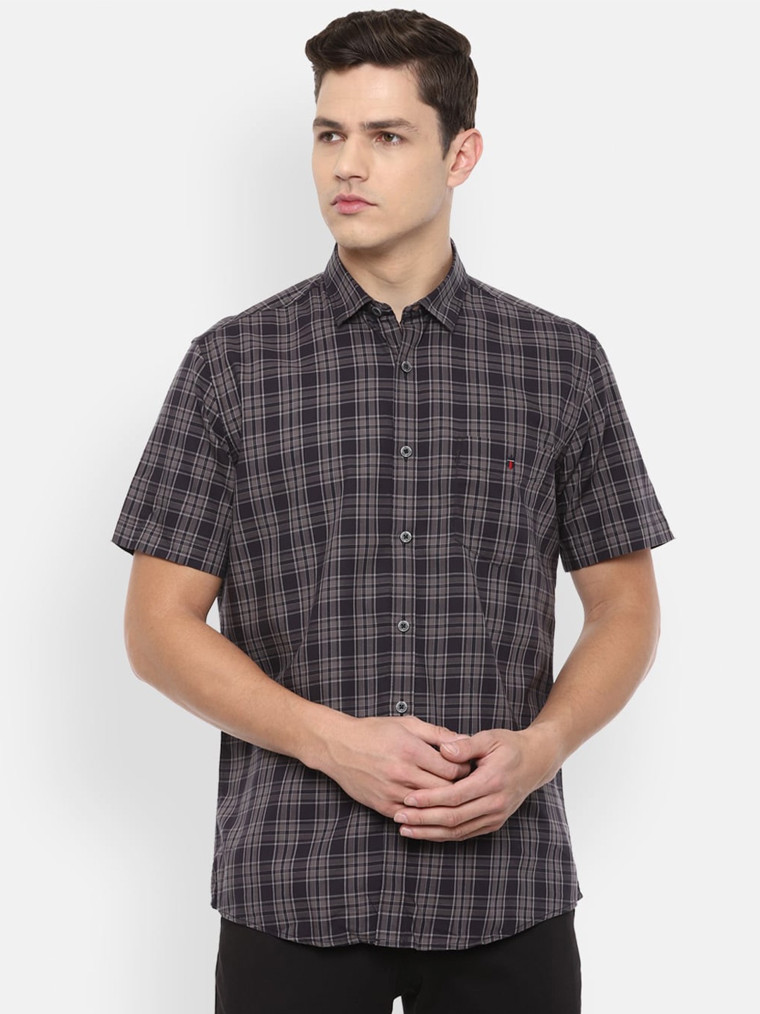 

Louis Philippe Sport Men Grey Slim Fit Checked Cotton Casual Shirt