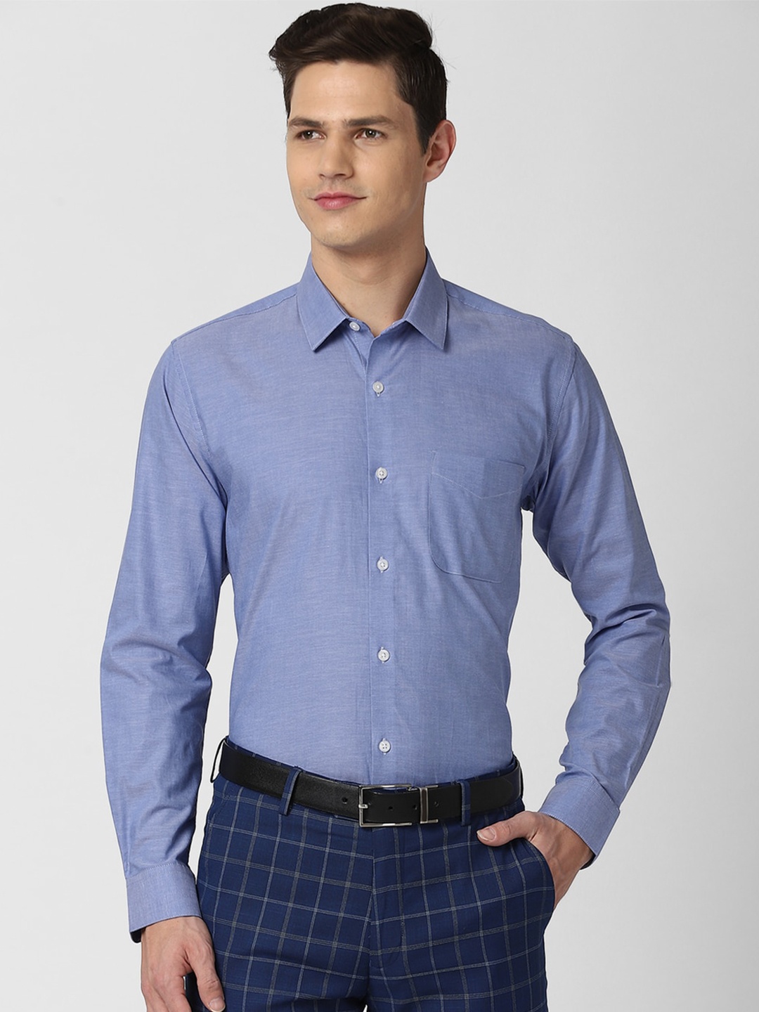 

Peter England Men Blue Pure Cotton Formal Shirt