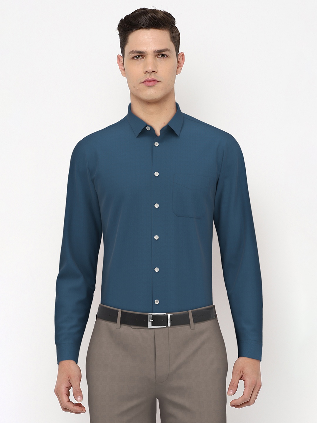 

Peter England Men Teal Formal Cotton Shirt