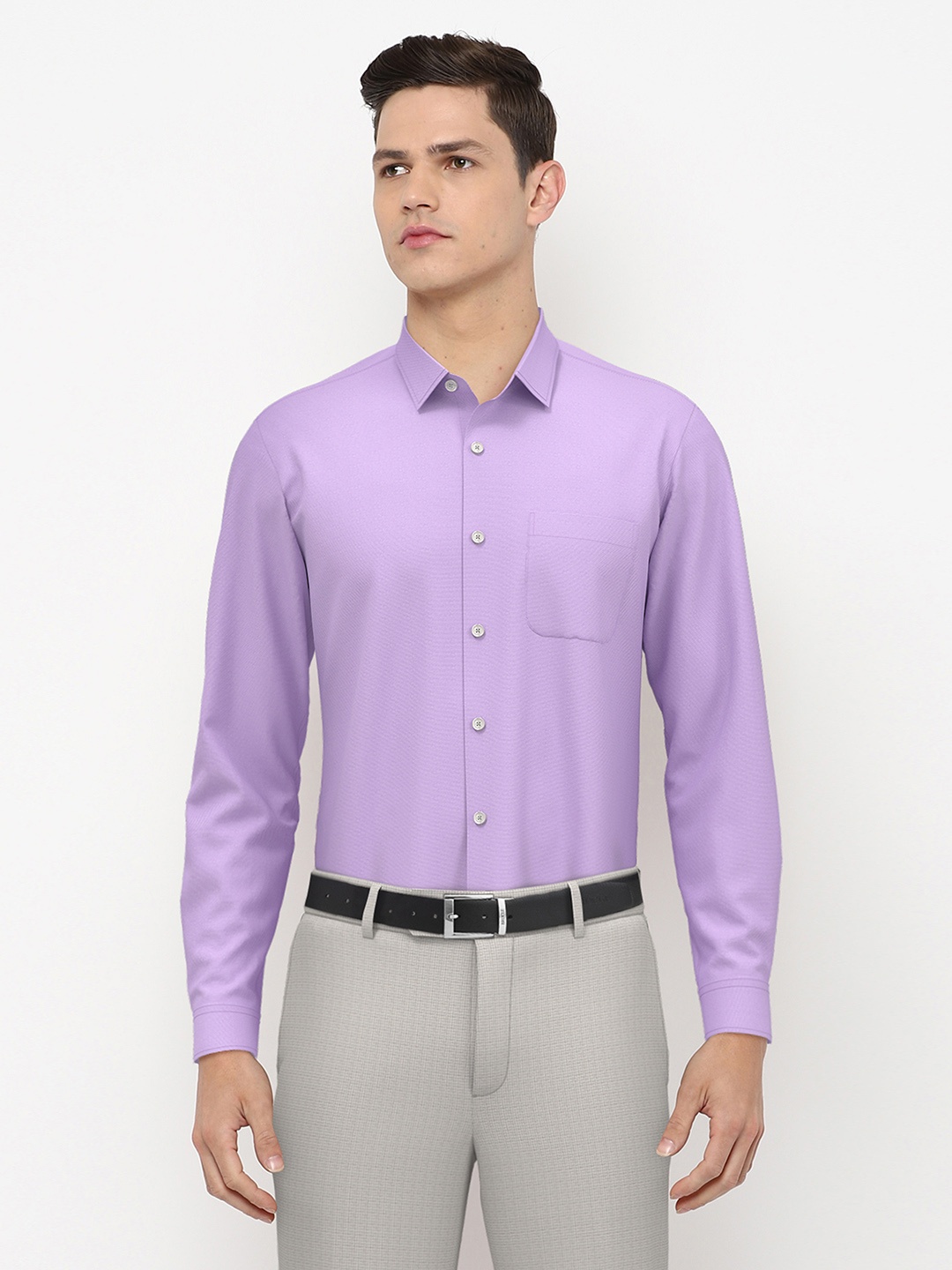 

Peter England Men Purple Textured Formal Shirt