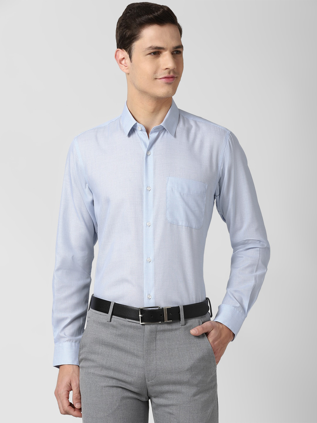 

Peter England Men Blue Striped Formal Cotton Shirt