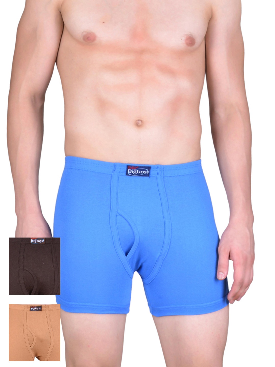 

Dollar Bigboss Men Solid Pack of 3 Combed Cotton Plush-Backed Waistband Trunk, Blue