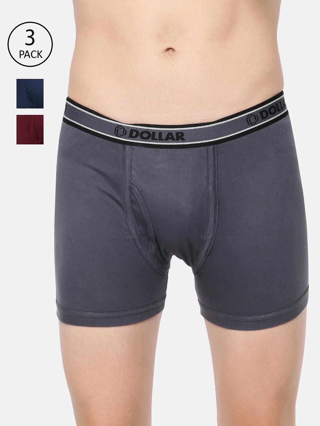

Dollar Bigboss Men Solid Pack of 3 Combed Cotton Classy Trunks MDTR-08-PO3-2, Tan
