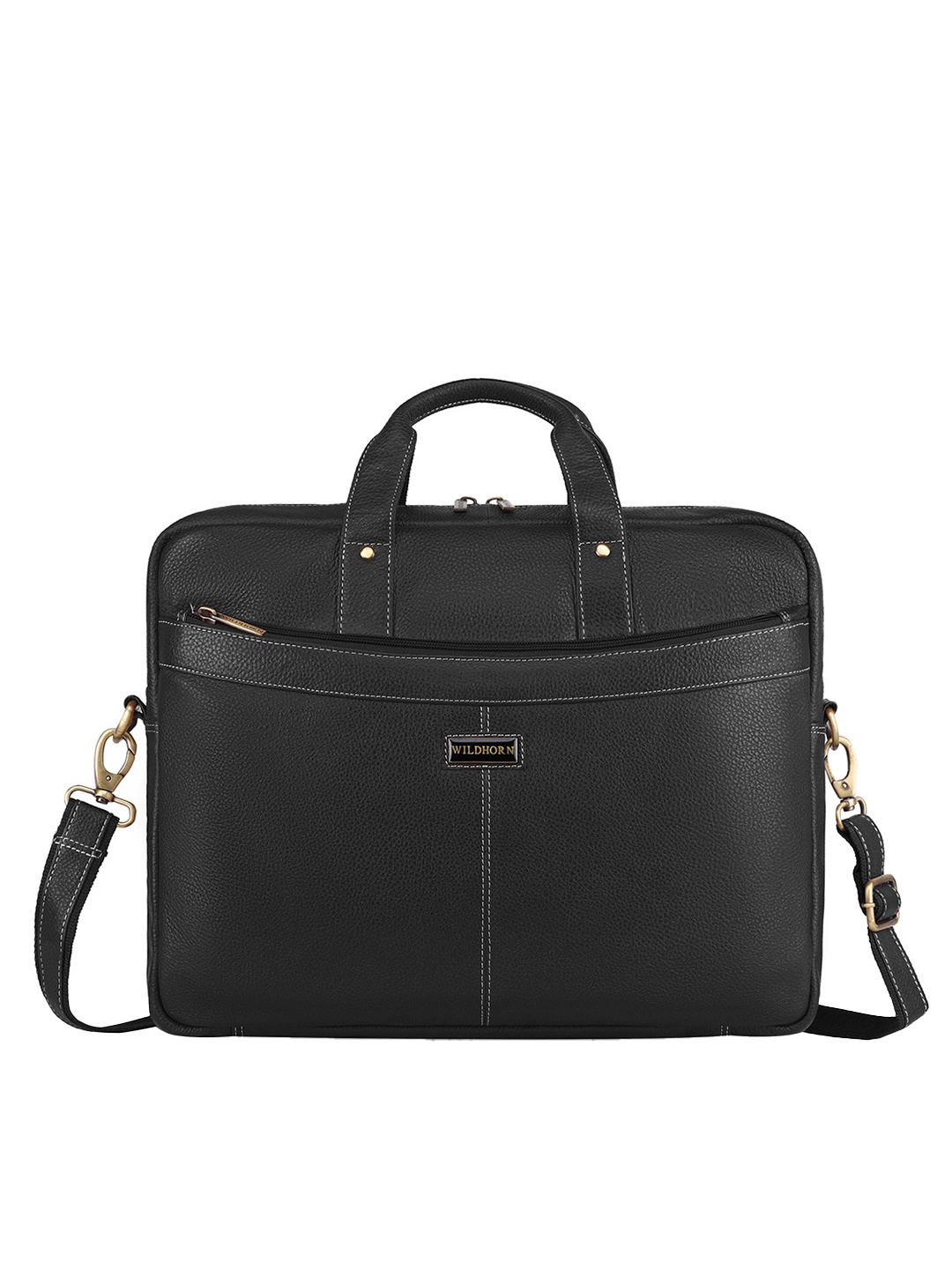 

WildHorn Men Black Leather Laptop Bag