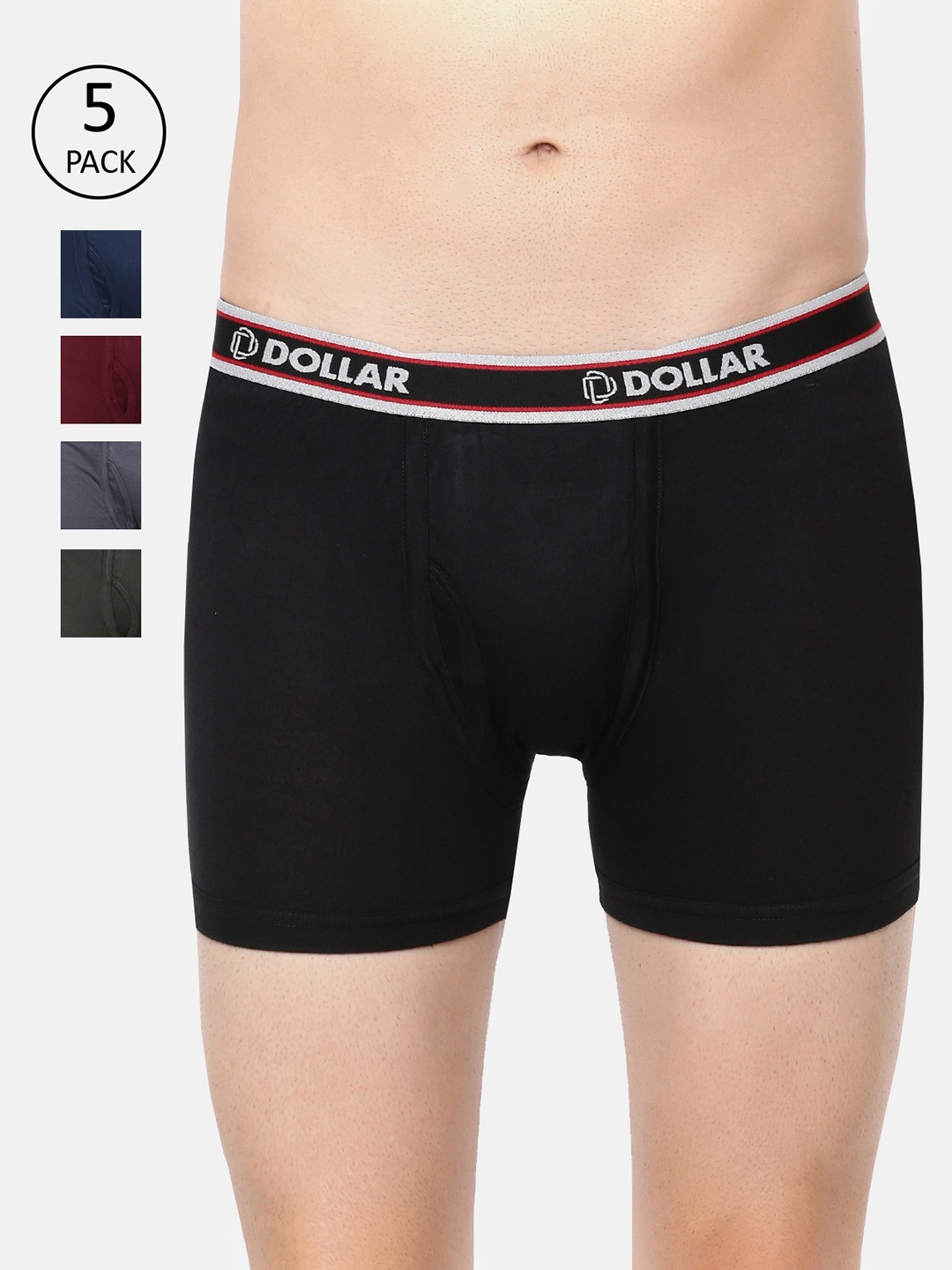 

Dollar Bigboss Men Pack of 5 Solid Combed Cotton Classy Trunks- MDTR-08, Brown