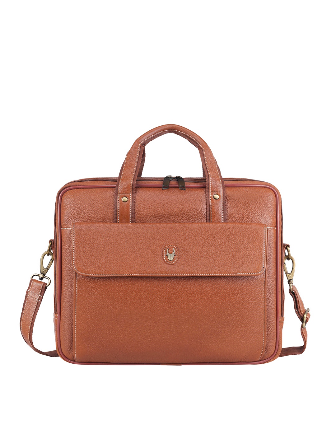 

WildHorn Men Tan Textured Leather Laptop Bag