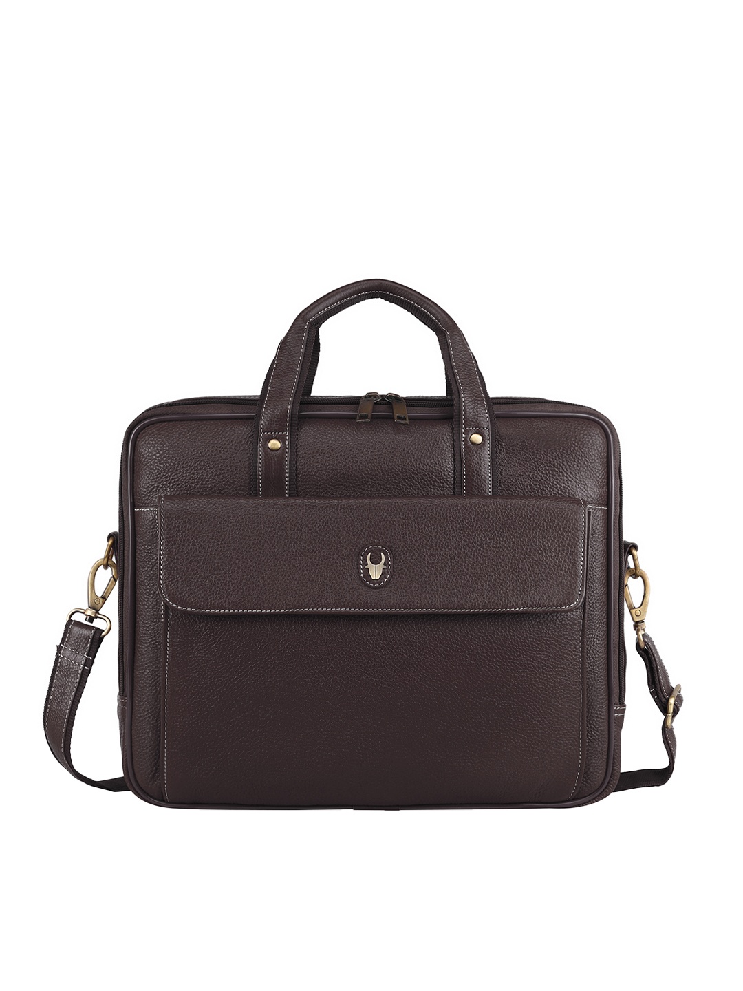 

WildHorn Men Brown Textured Leather Laptop Bag