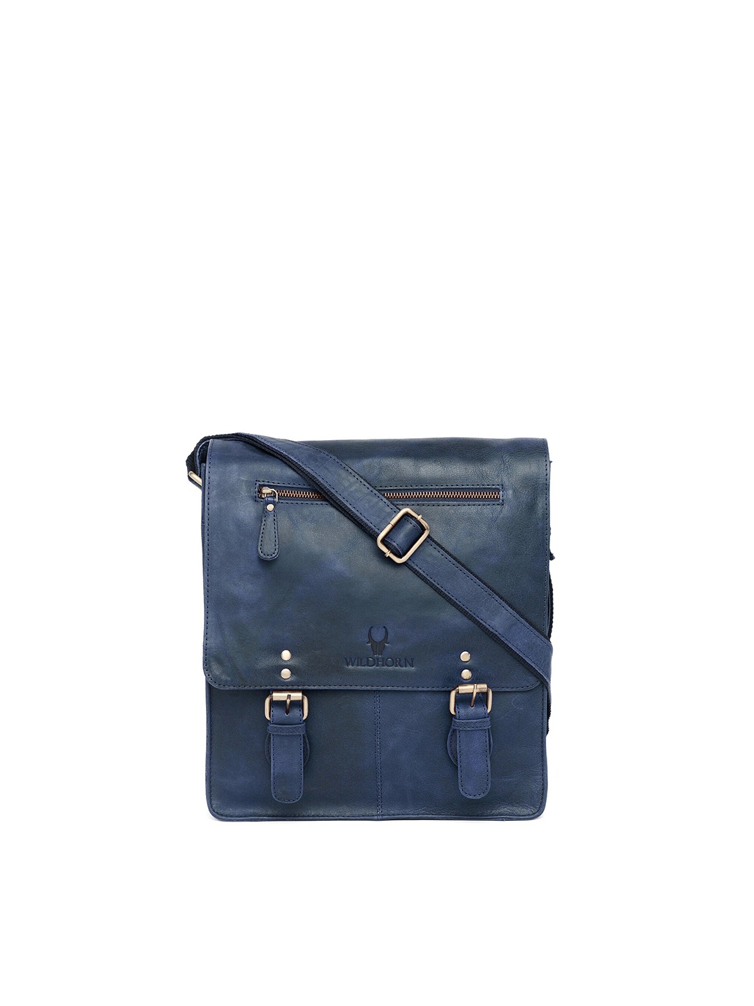 

WildHorn Men Blue Textured Messenger Bag
