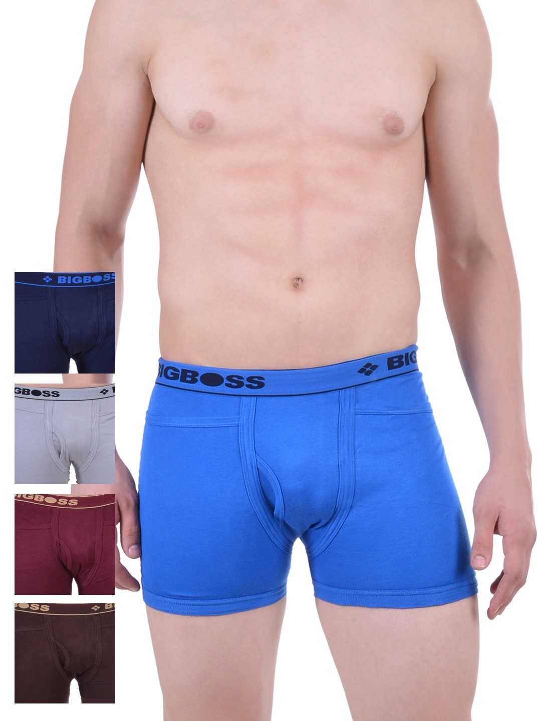 

Dollar Bigboss Men Solid Pack of 5 Combed Cotton Intrerlock Pocket Trunks MDTR-10-PO5-1, Multi