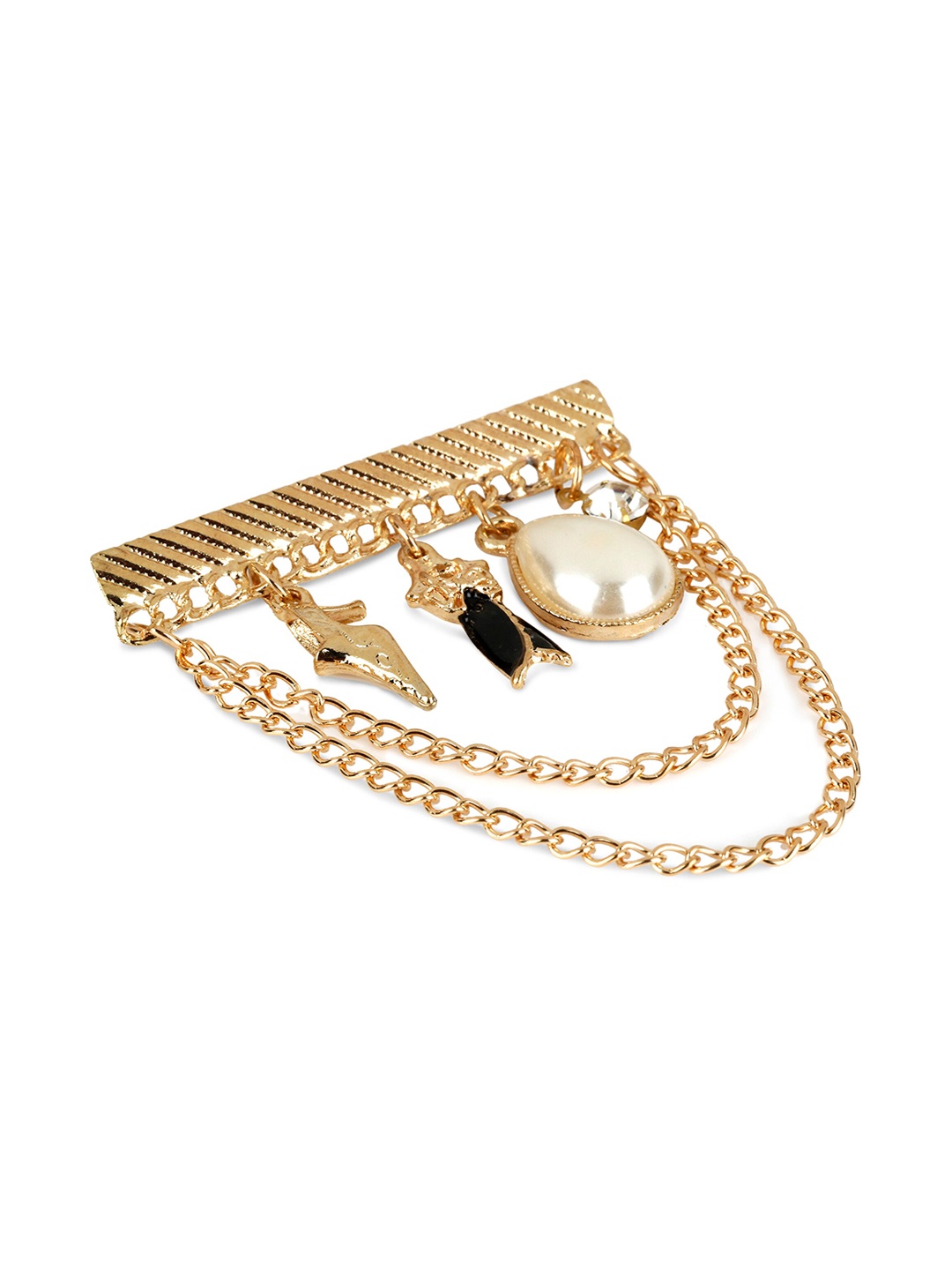 

Alvaro Castagnino Men Gold-Toned Stone-Studded Brooch Pin