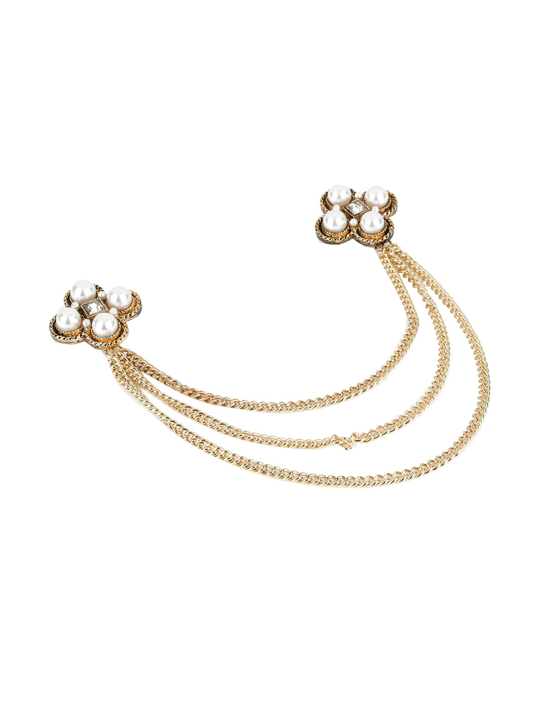 

Alvaro Castagnino Men Gold & White Embellished Brooch Pin