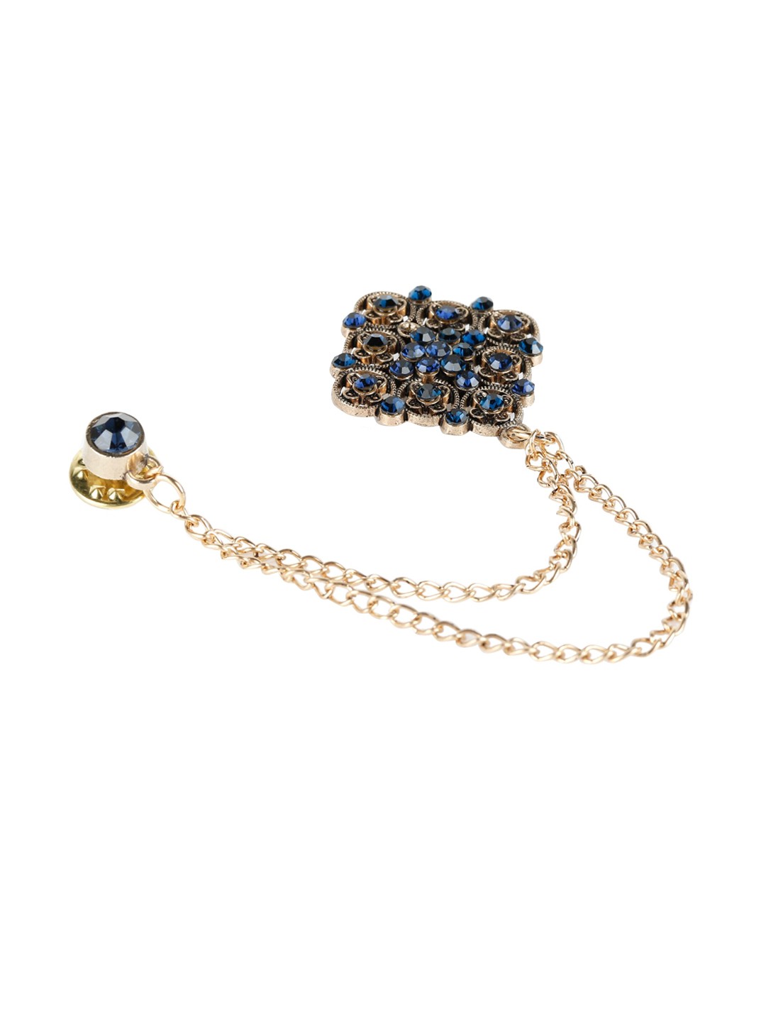 

Alvaro Castagnino Men Blue & Gold-Toned Stone-Studded Brooch