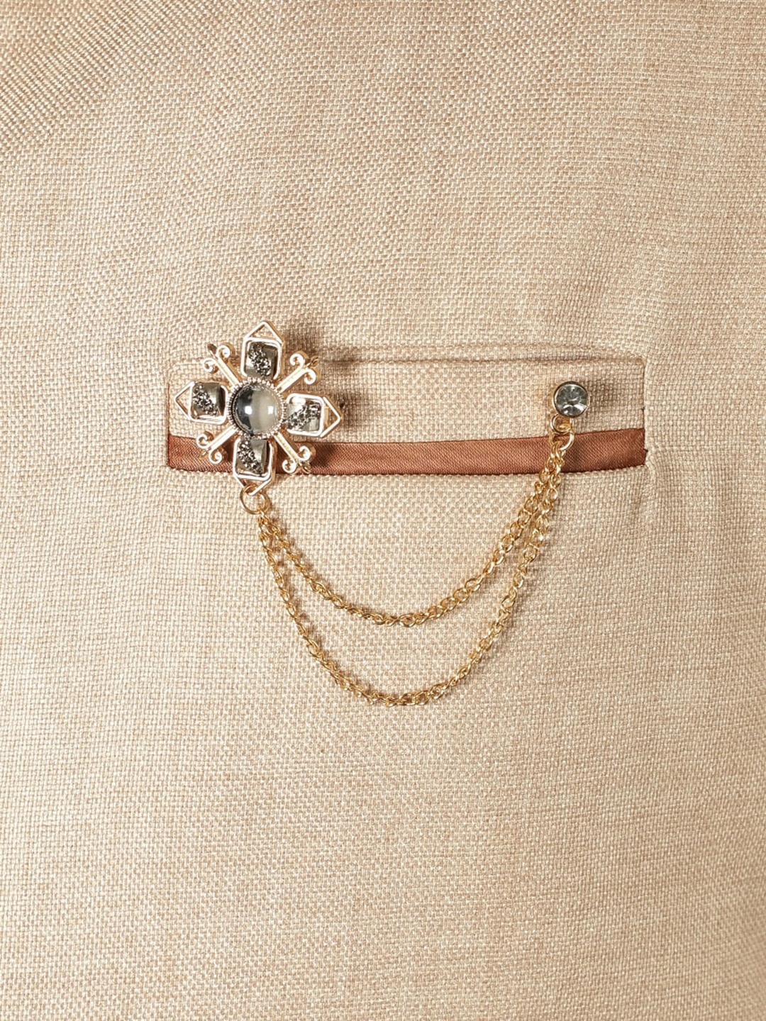 

Alvaro Castagnino Men Gold-Toned & Grey Stones-Studded Embellished Stylish Brooch Pin