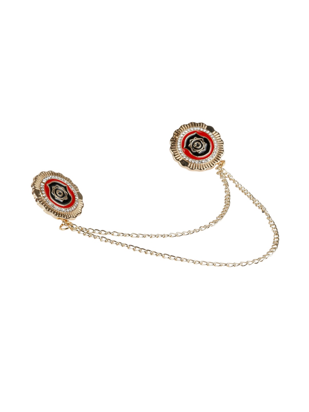 

Alvaro Castagnino Men Gold-Toned & White Stones-Studded Embellished Brooch