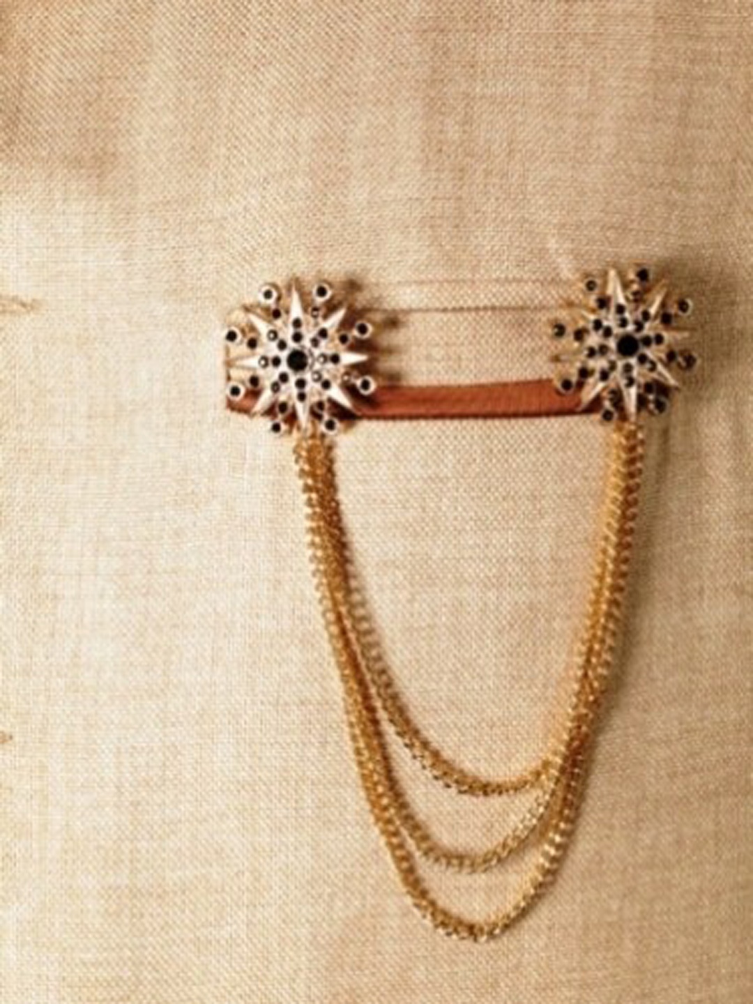 

Alvaro Castagnino Men Gold-Toned Artificial Stone Studded Brooch Pin