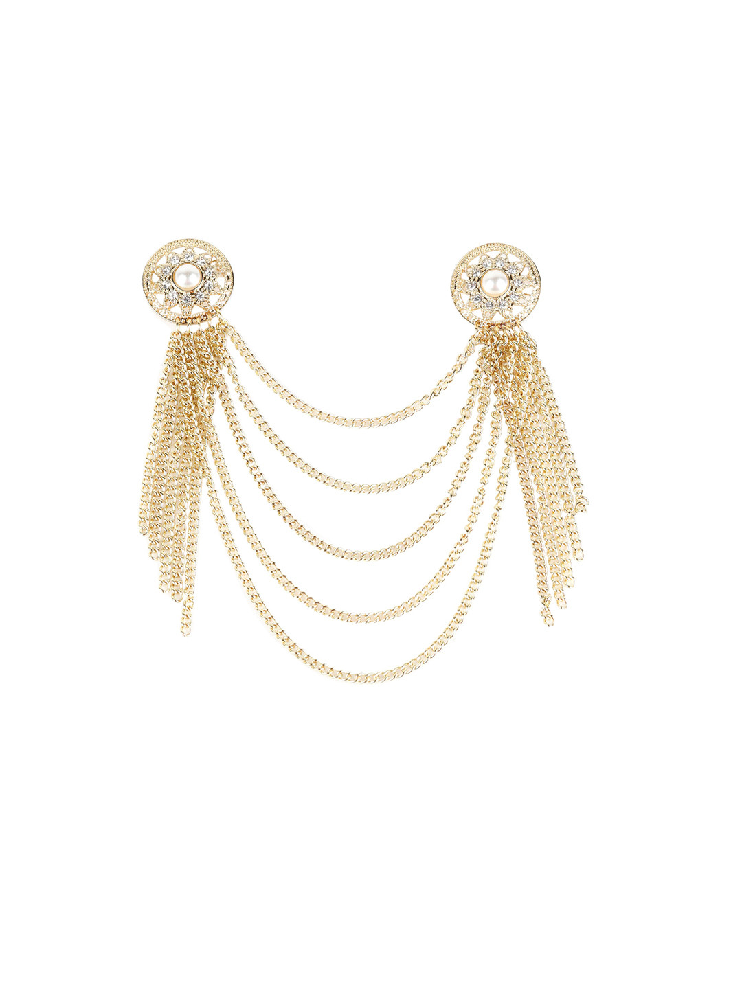 

Alvaro Castagnino Men Gold-Toned & White Stone-Studded Brooch