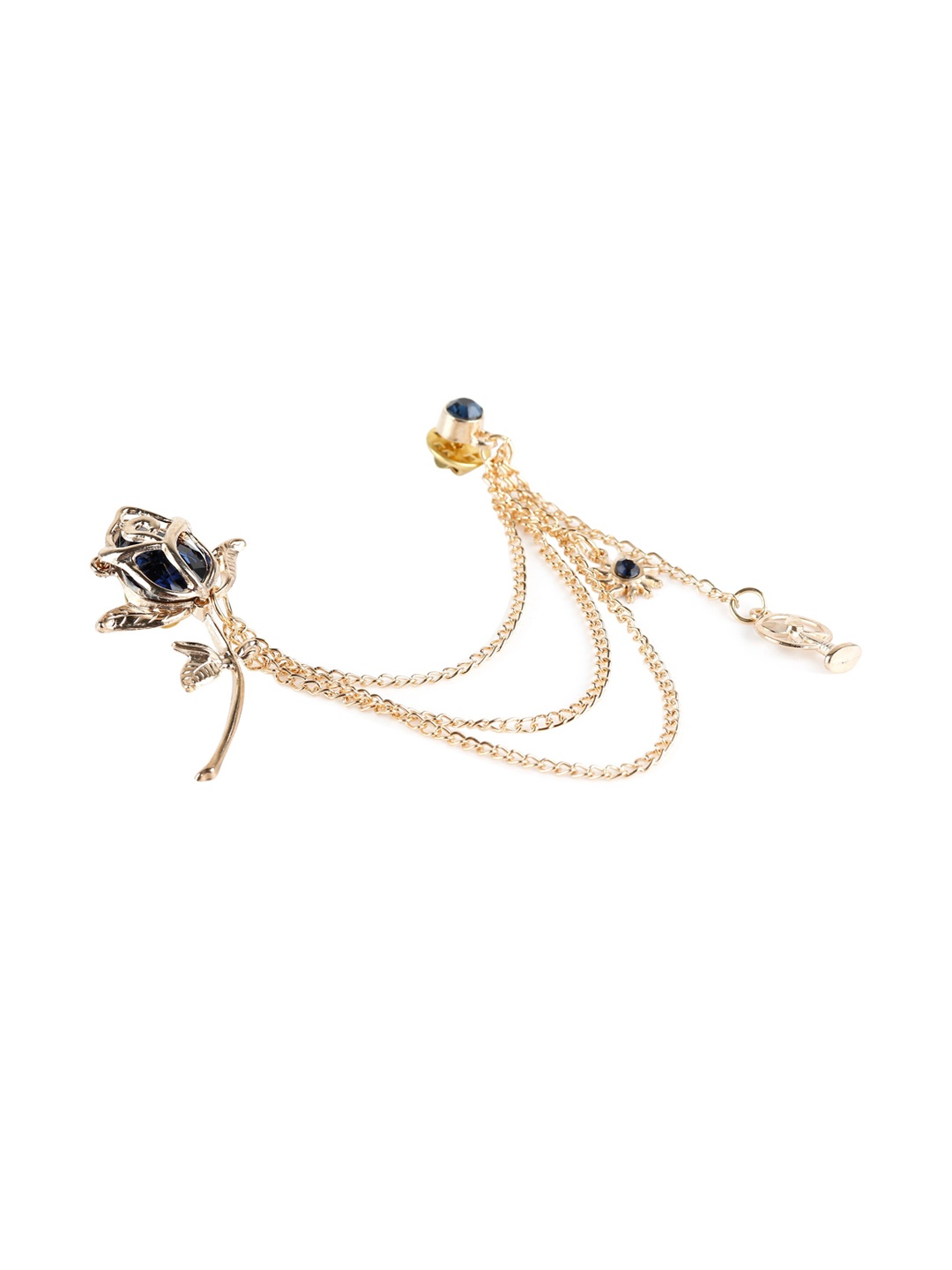 

Alvaro Castagnino Men Gold-Toned & Blue Stones-Studded Embellished Stylish Brooch Pin