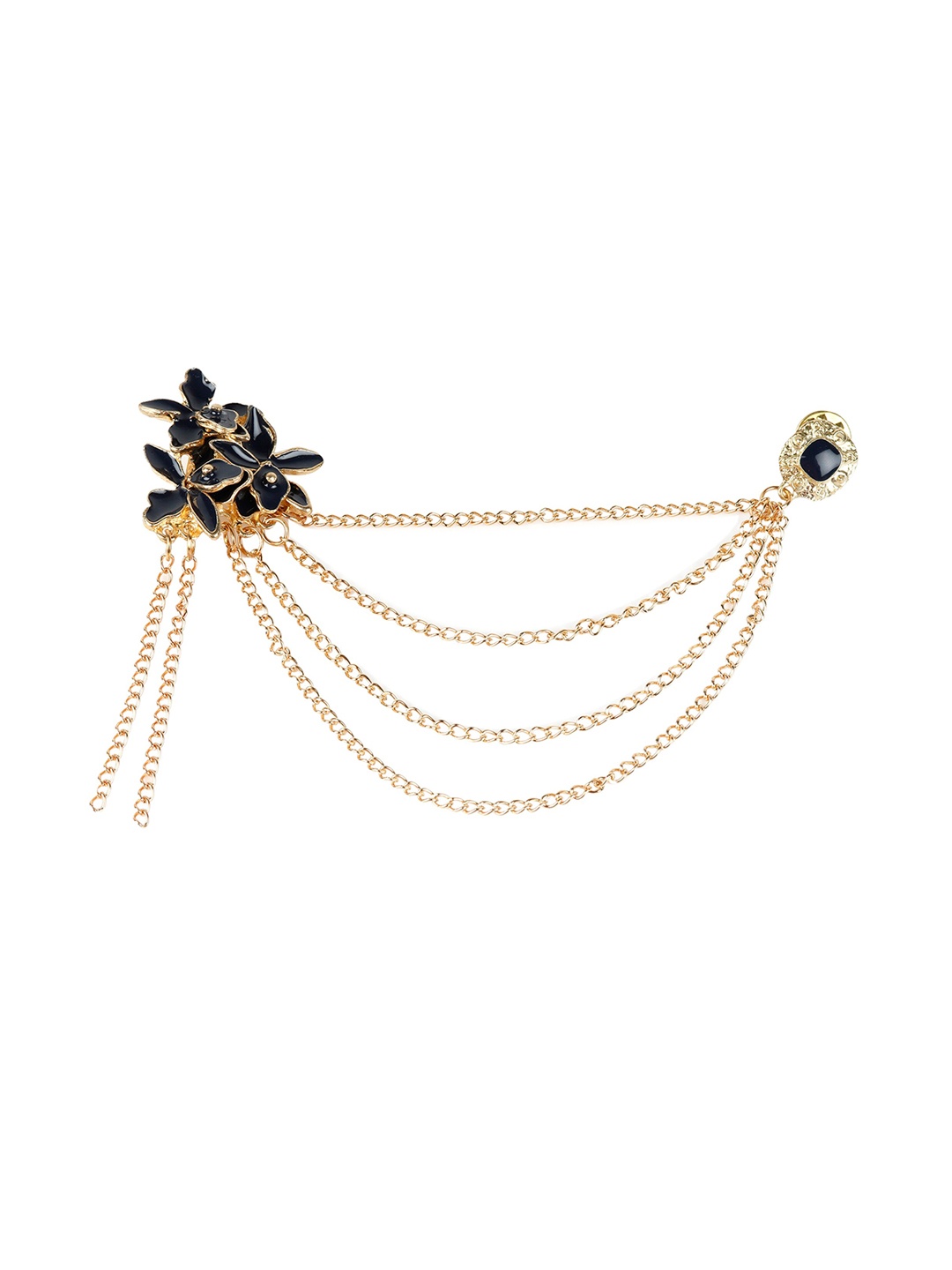 

Alvaro Castagnino Black & Gold Toned Embellished Stylish Brooch Pin
