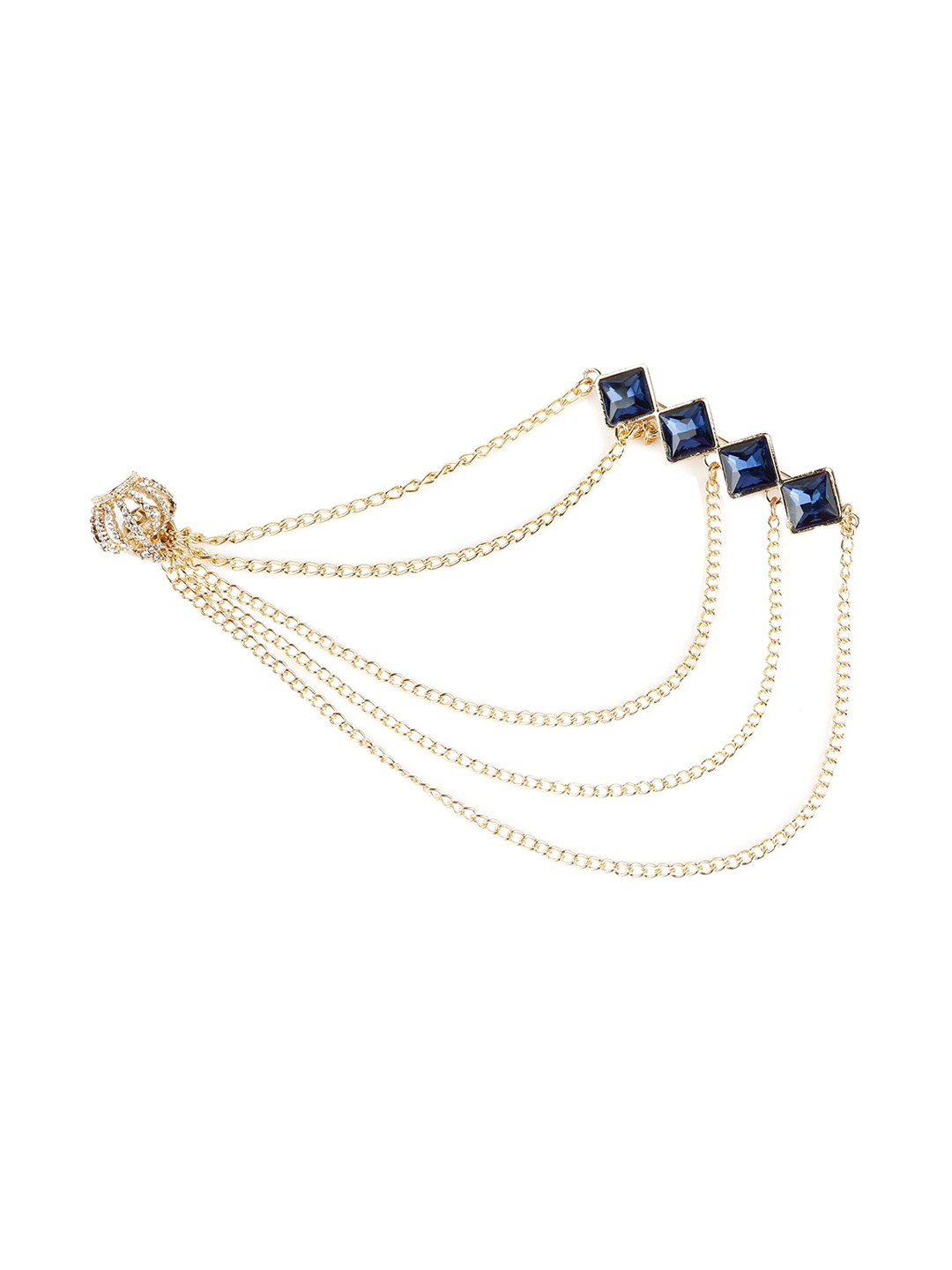 

Alvaro Castagnino Men Gold-Toned & Blue Stone-Studded Brooch