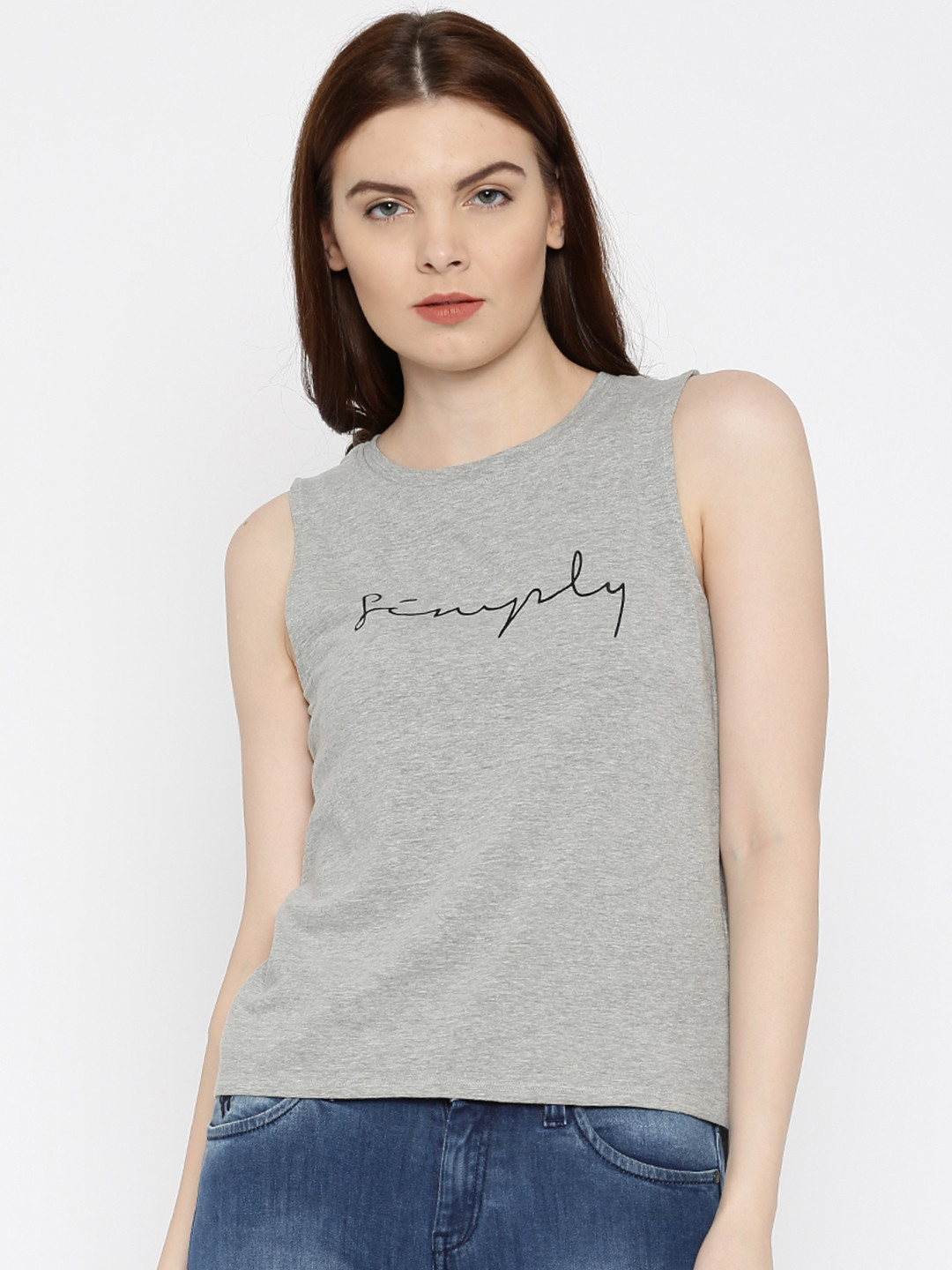 

Flying Machine Grey Printed Tank Top