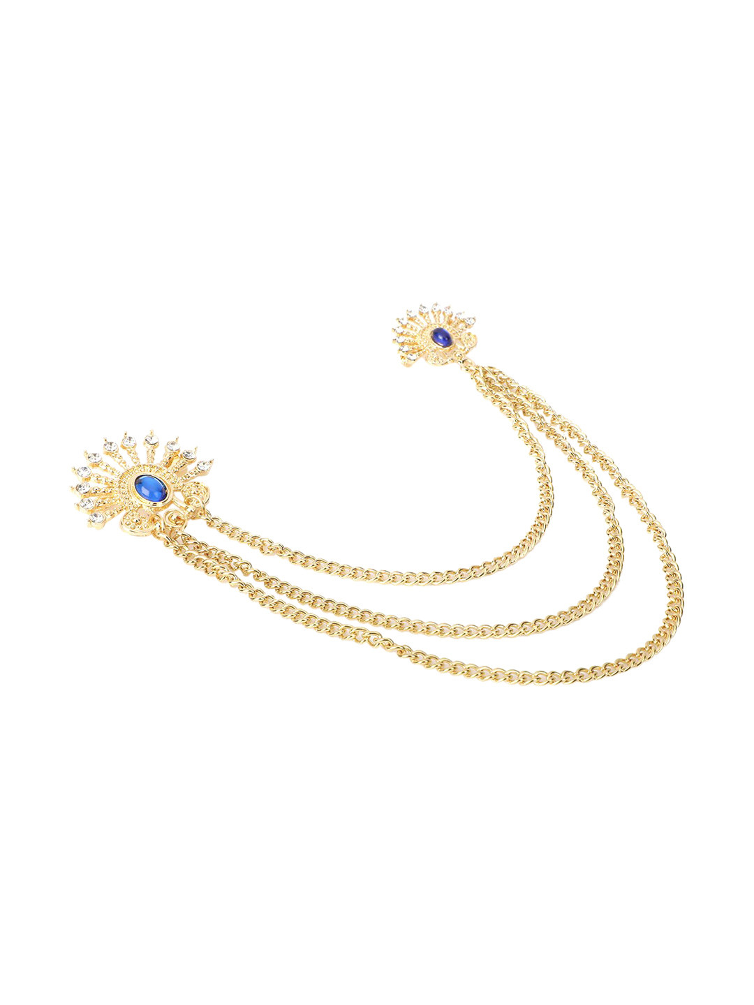 

Alvaro Castagnino Men Gold-Toned & Blue Stone-Studded Brooch