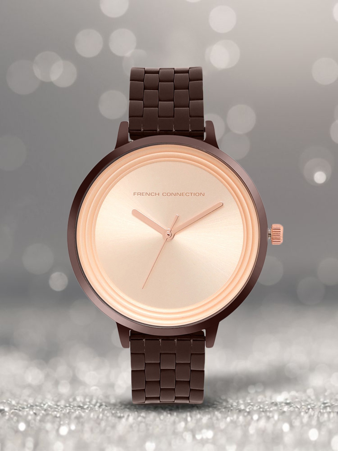 

French Connection Women Rose Gold-Toned Dial & Brown Bracelet Style Straps Analogue Watch FCN0001R