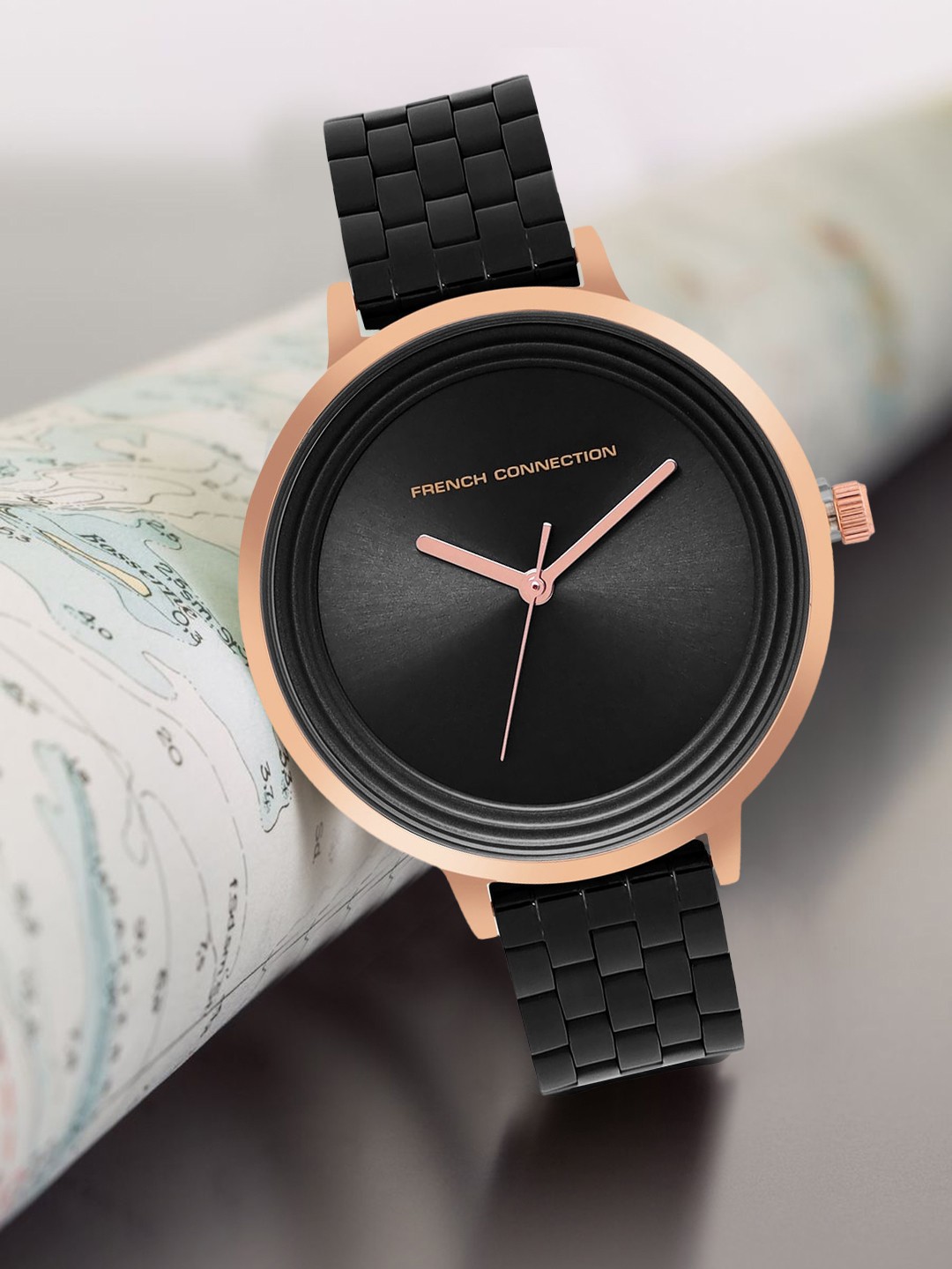 

French Connection Women Black Dial & Bracelet Style Straps Analogue Watch FCN0001Q