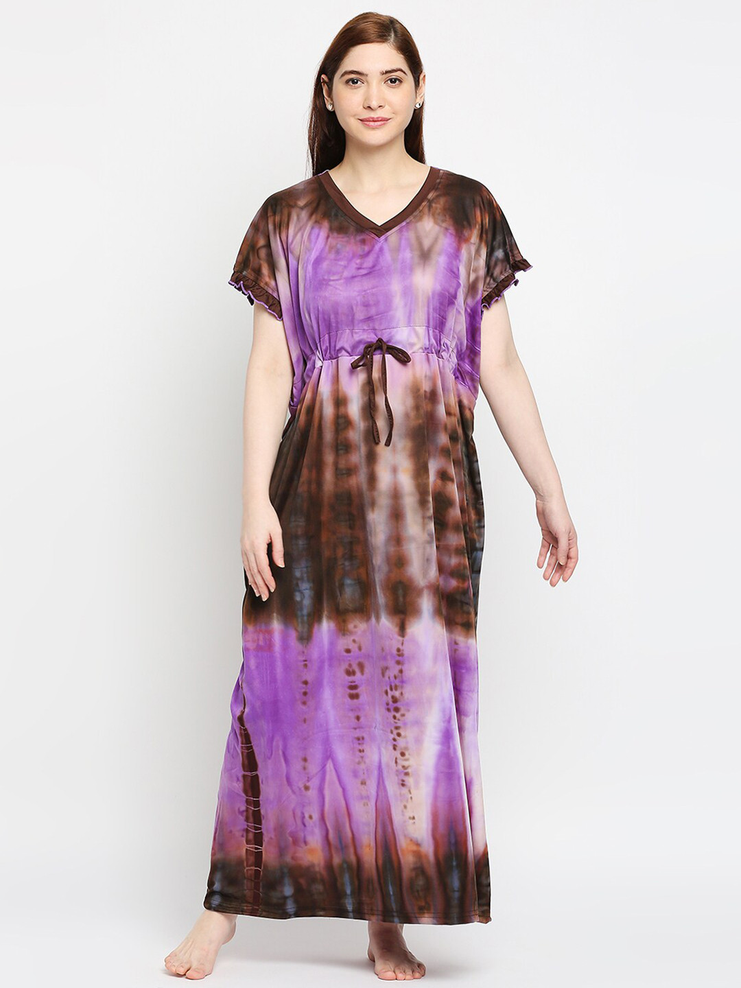 

Pretty Awesome Purple Printed Maxi Nightdress