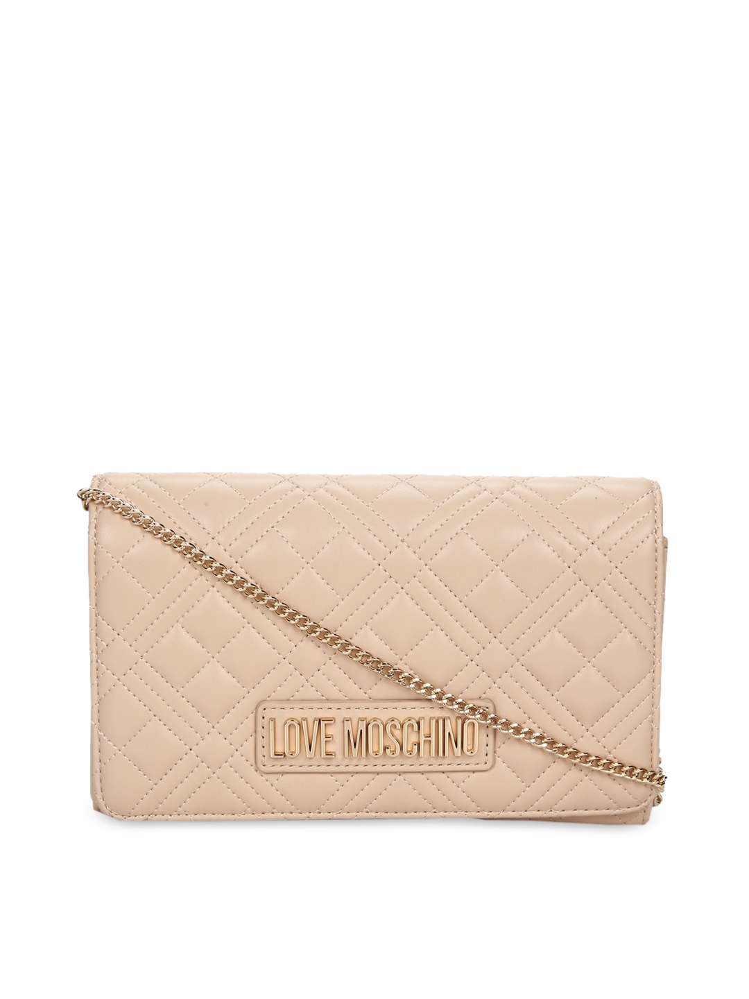 

LOVE MOSCHINO Pink Textured Leather Structured Sling Bag