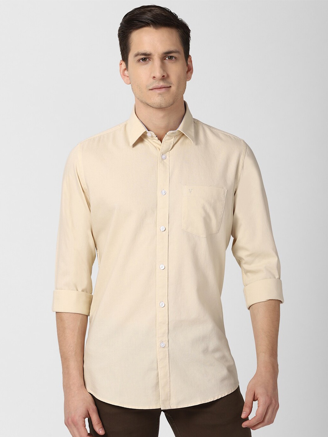 

Van Heusen Sport Men Khaki Solid Slim Fit Cotton Casual Shirt