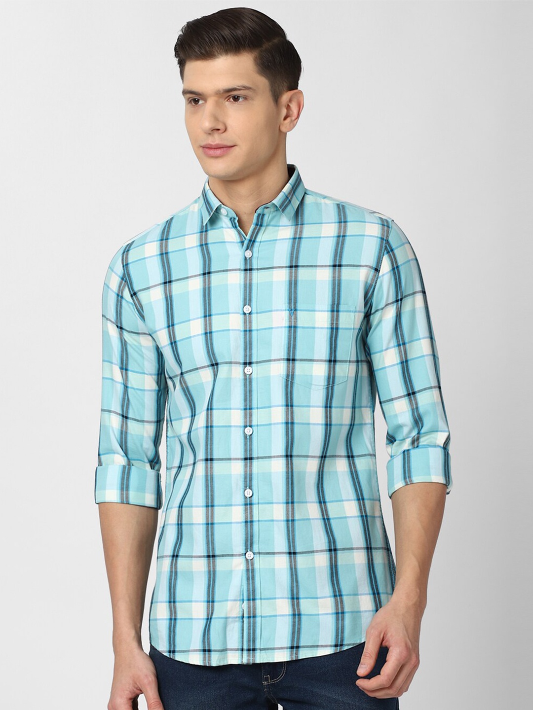 

Van Heusen Sport Men Green Slim Fit Checked Casual Shirt