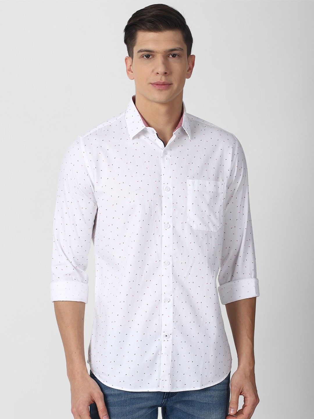 

Van Heusen Sport Men White Slim Fit Printed Cotton Casual Shirt