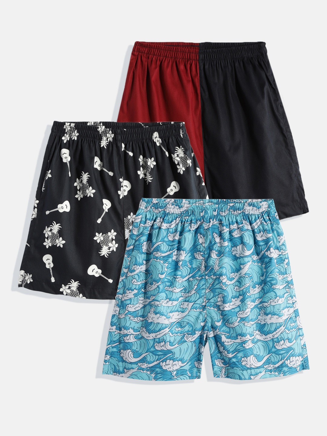 

URBAN HUG Kids Pack of 3 Printed Pure Cotton Boxers, Multi