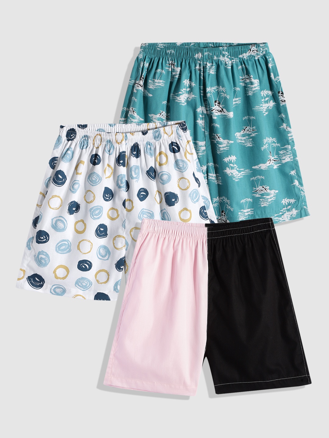 

URBAN HUG Kids Pack of 3 Pure Cotton Boxers, Multi
