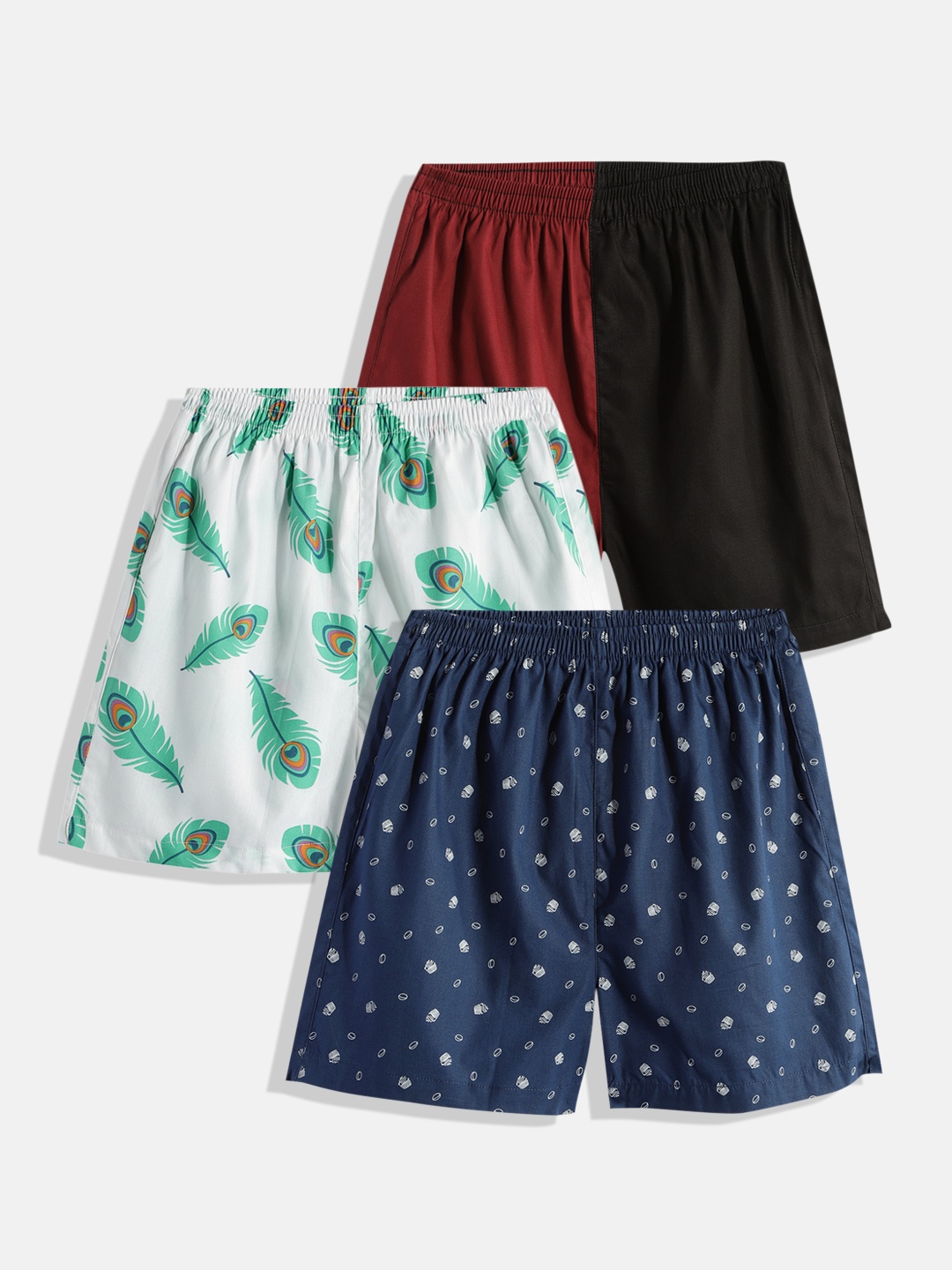 

URBAN HUG Kids Pack of 3 Pure Cotton Boxers, Multi