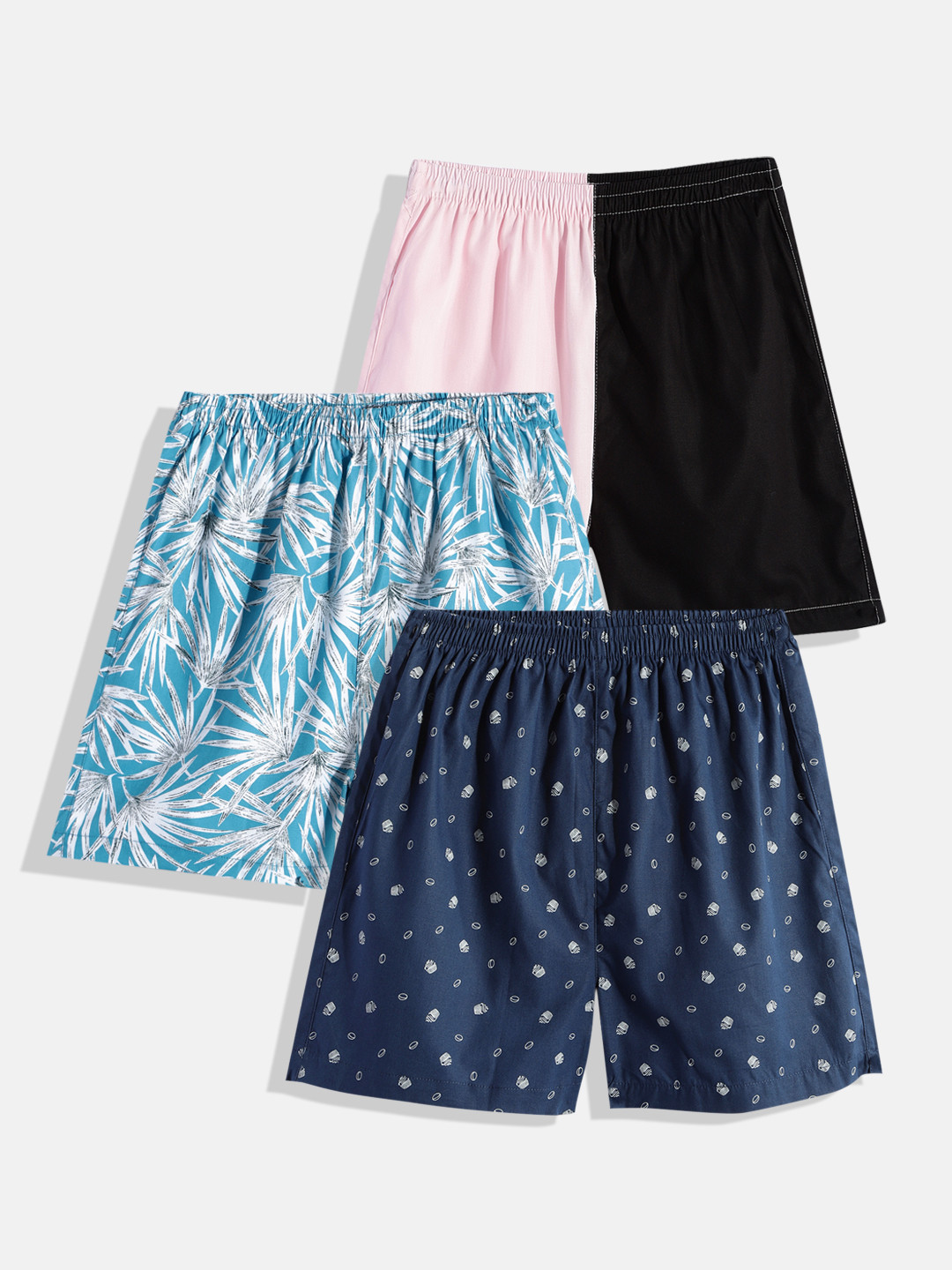 

URBAN HUG Kids Pack of 3 Pure Cotton Boxers UHKBOXPO3067_7-8Y, Blue
