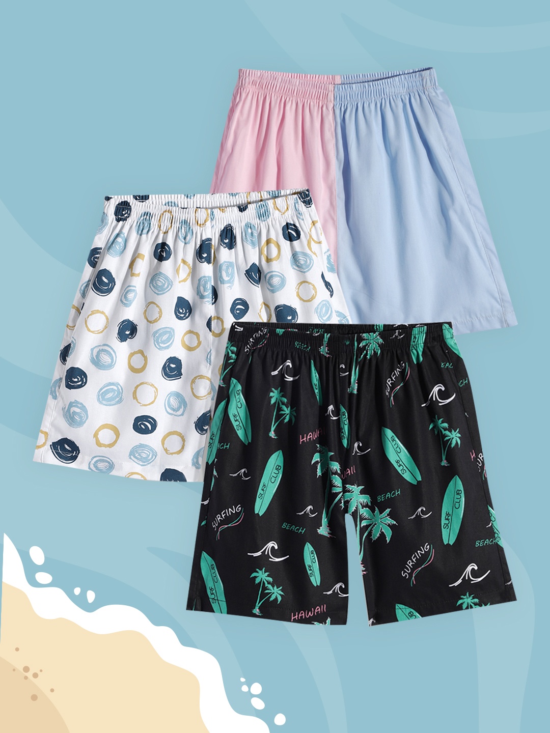 

URBAN HUG Kids Pack of 3 Printed Pure Cotton Boxers UHKBOXPO3061_7-8Y, White