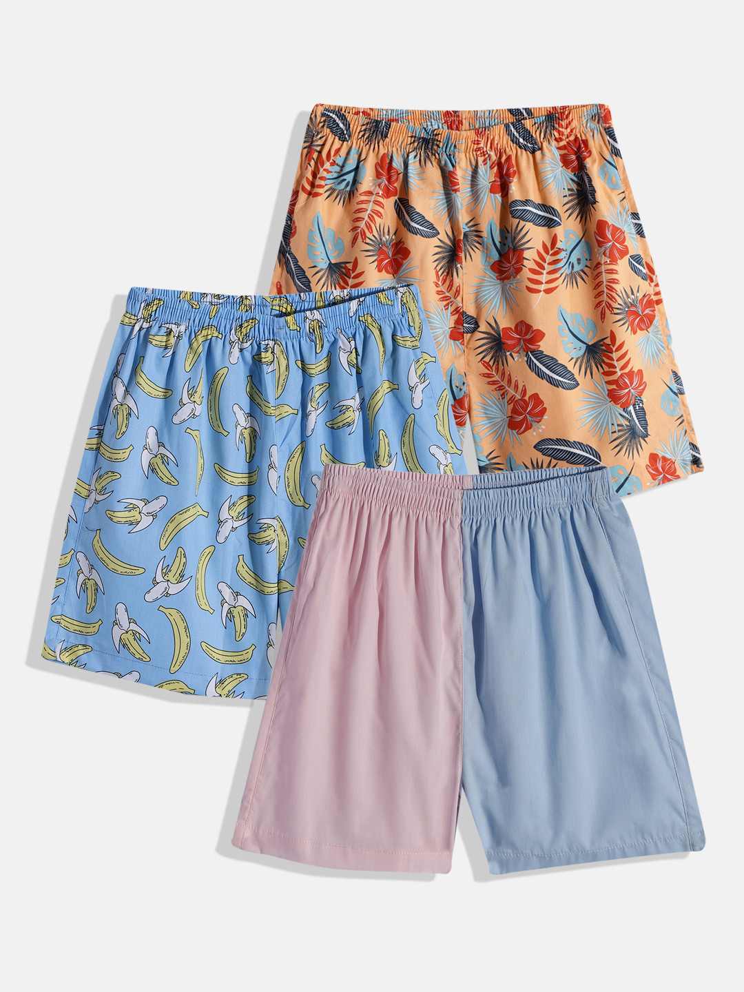 

URBAN HUG Kids Pack of 3 Printed Pure Cotton Boxers UHKBOXPO3043_7-8Y, Orange
