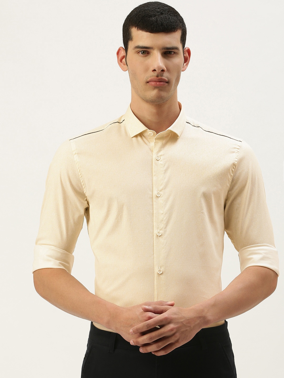 

Peter England Men Off White Slim Fit Printed Formal Shirt