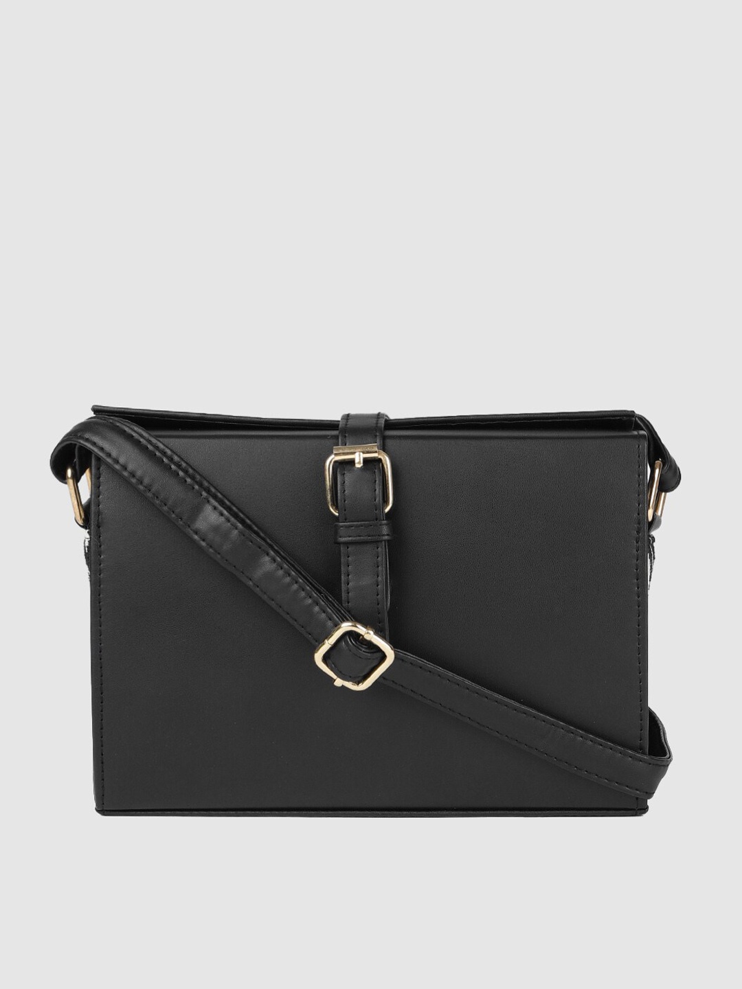 

AccessHer Black Leather Structured Sling Bag