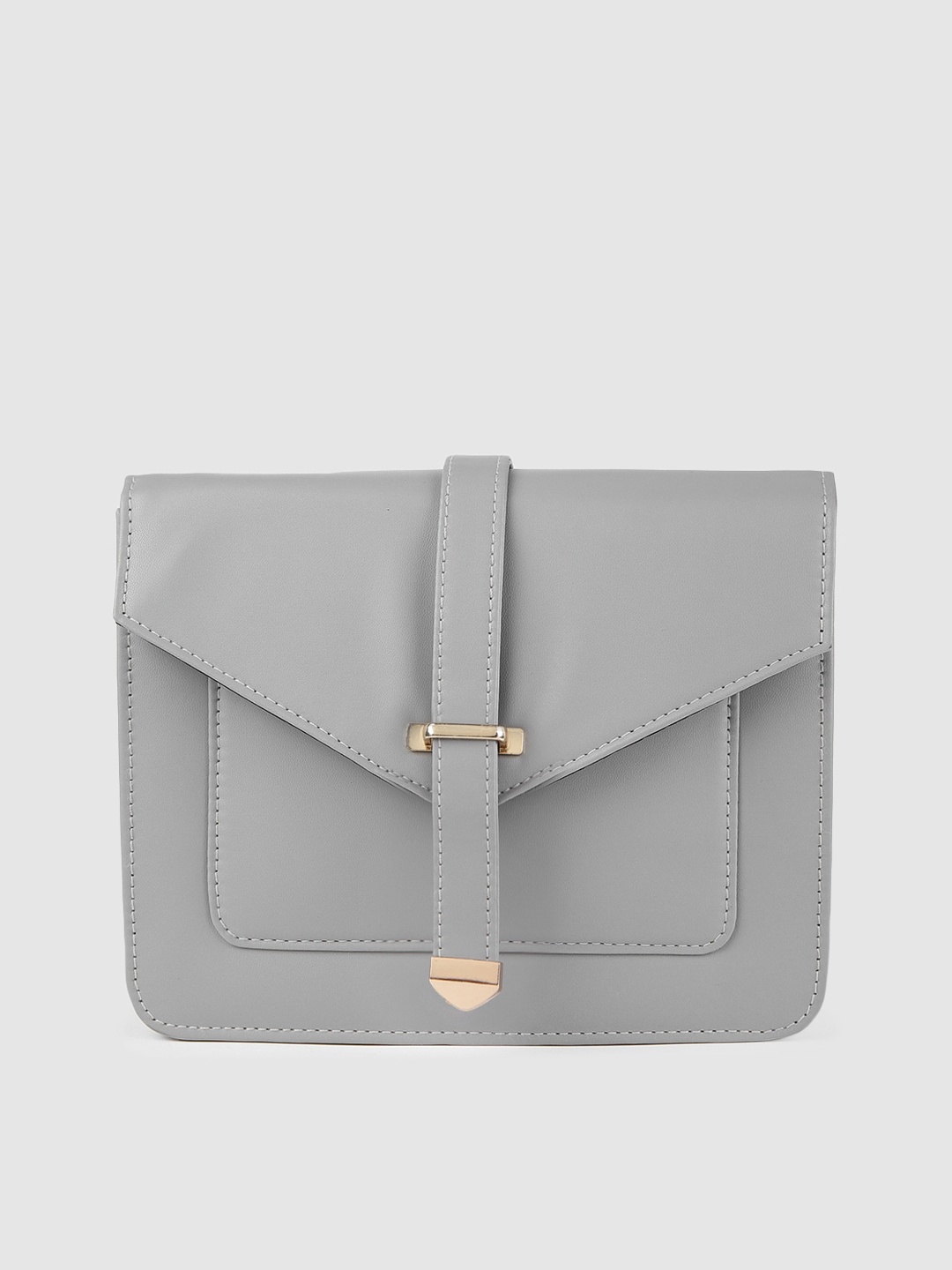 

AccessHer Grey Leather Structured Sling Bag