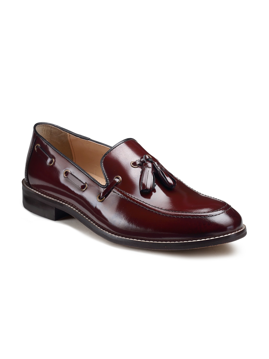

HATS OFF ACCESSORIES Men Burgundy Leather Smooth Tassel Loafers