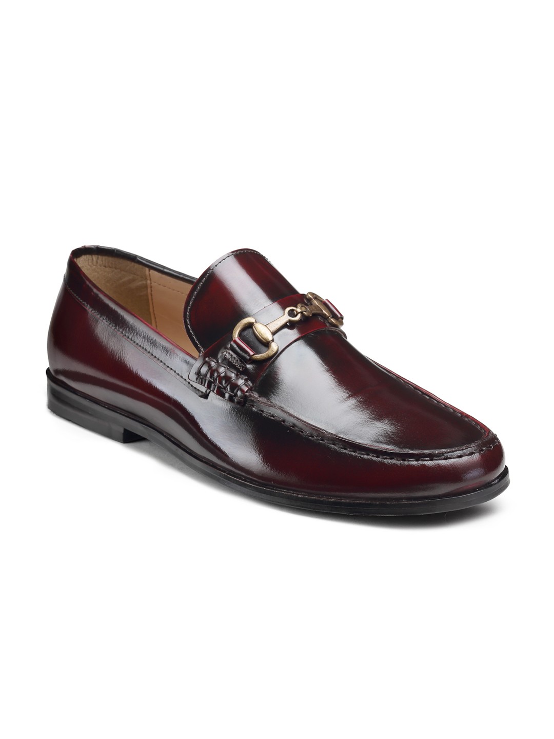 

HATS OFF ACCESSORIES Men Burgundy Leather Horsebit Buckle Loafers