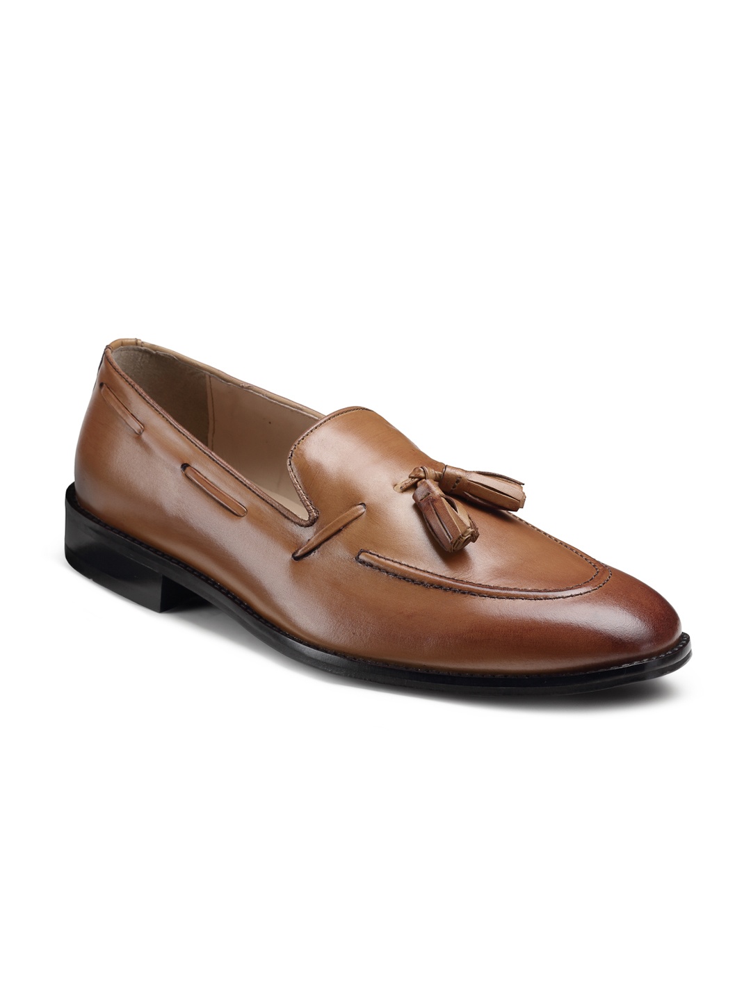 

HATS OFF ACCESSORIES Men Tan Brown Genuine Leather Formal Loafers With Tassels