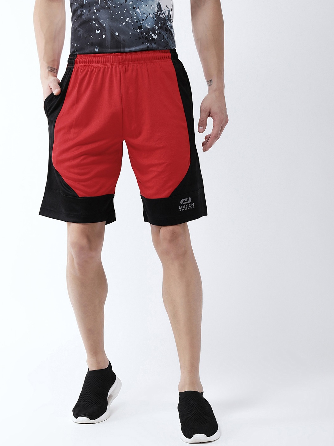 

Masch Sports Men Red Colourblocked Training or Gym Sports Shorts