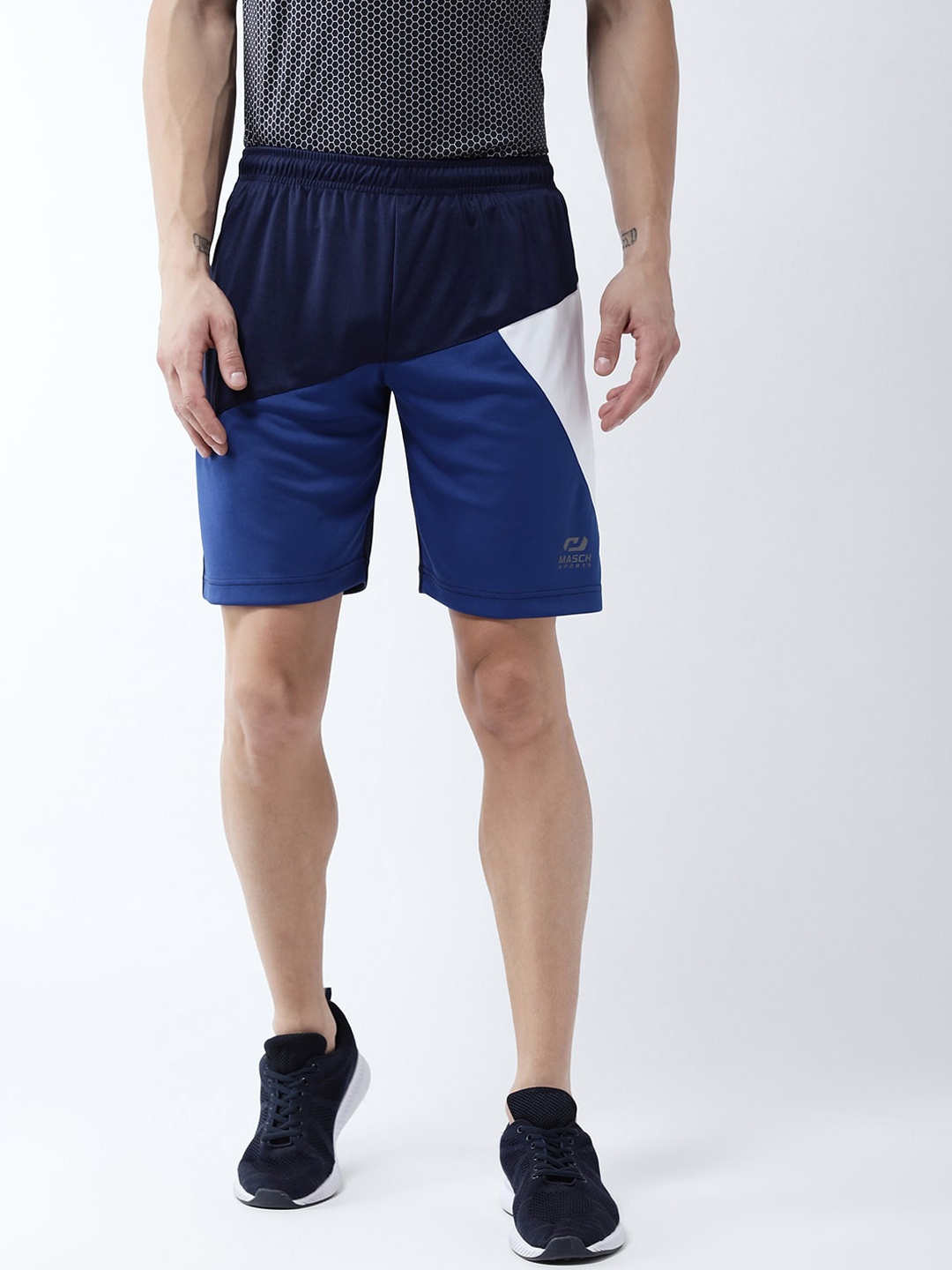 

Masch Sports Men Navy Blue Colourblocked Rapid-Dry Training or Gym Sports Shorts