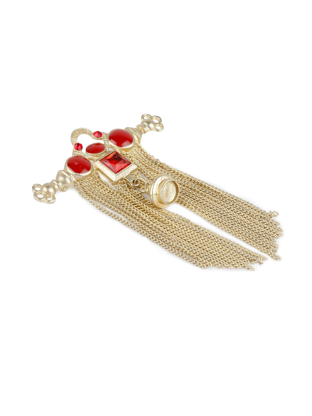 

Alvaro Castagnino Men Gold-Toned & Red Stones-Studded Embellished Brooch Pin